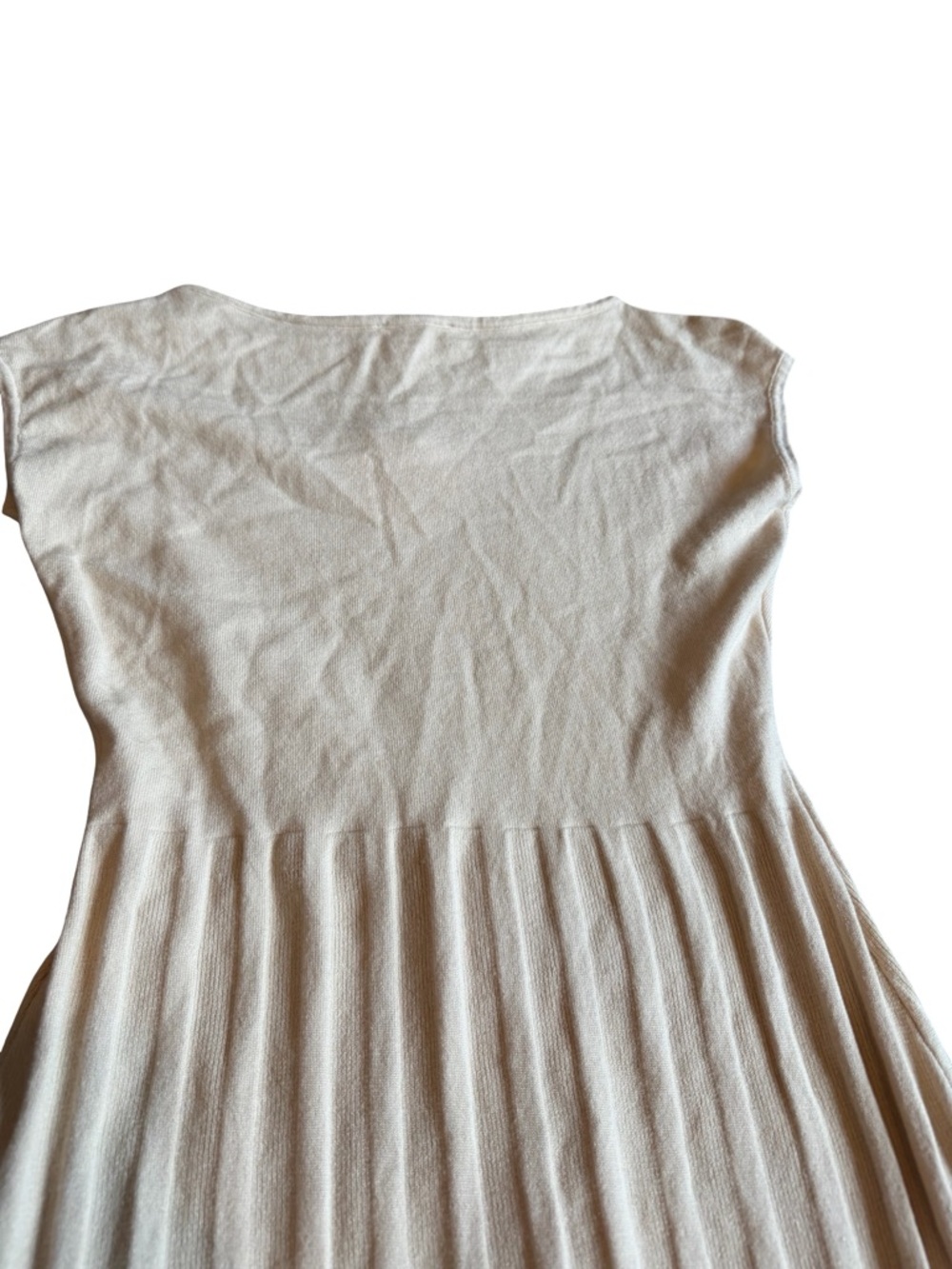 Here Comes The Sun Stretchy Elegant Bone Dress Pleated Skirt Size Medium NWT - Picture 8 of 10